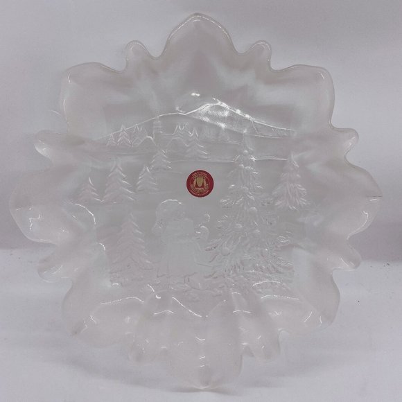 Walther Glas Christmas Plate Etched Clear Glass Design - Picture 1 of 3